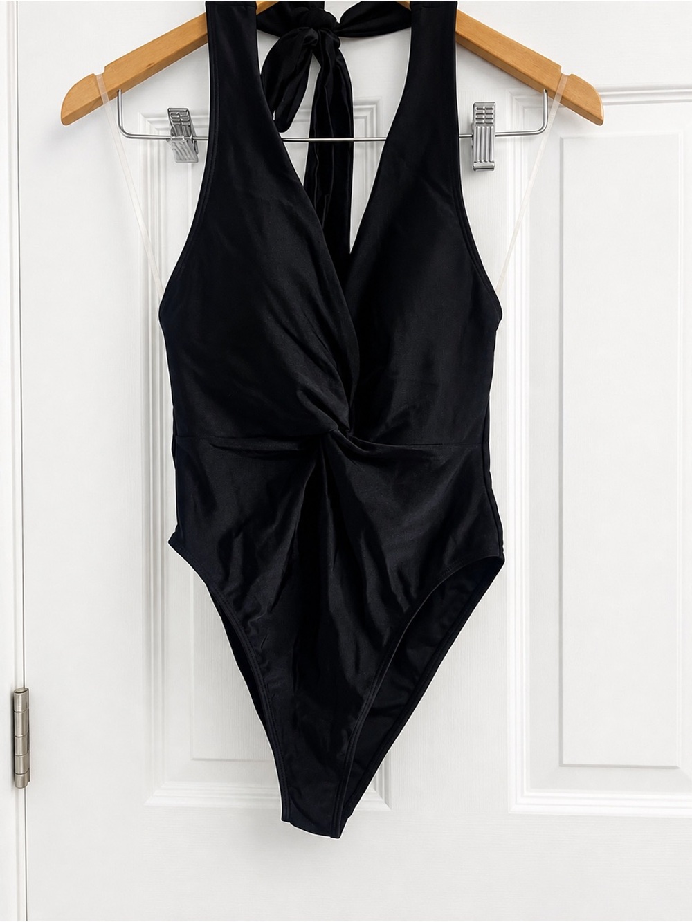 Forever 21 Black Twist Front One-Piece Swimsuit